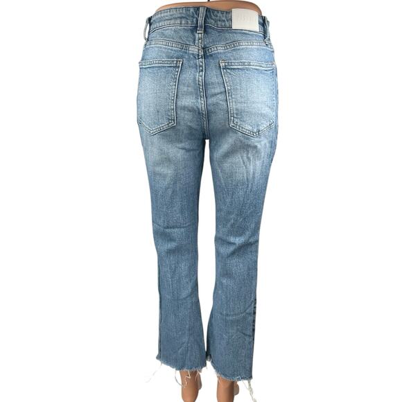 Pistola Blue High Waist Distressed Frayed Raw Hem Bootcut Flared Denim Jeans 28 - Picture 3 of 5